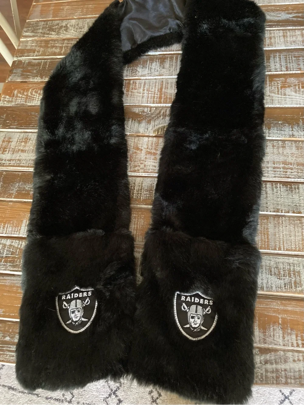 NFL Raiders Black Faux Fur Scarf / Wrap